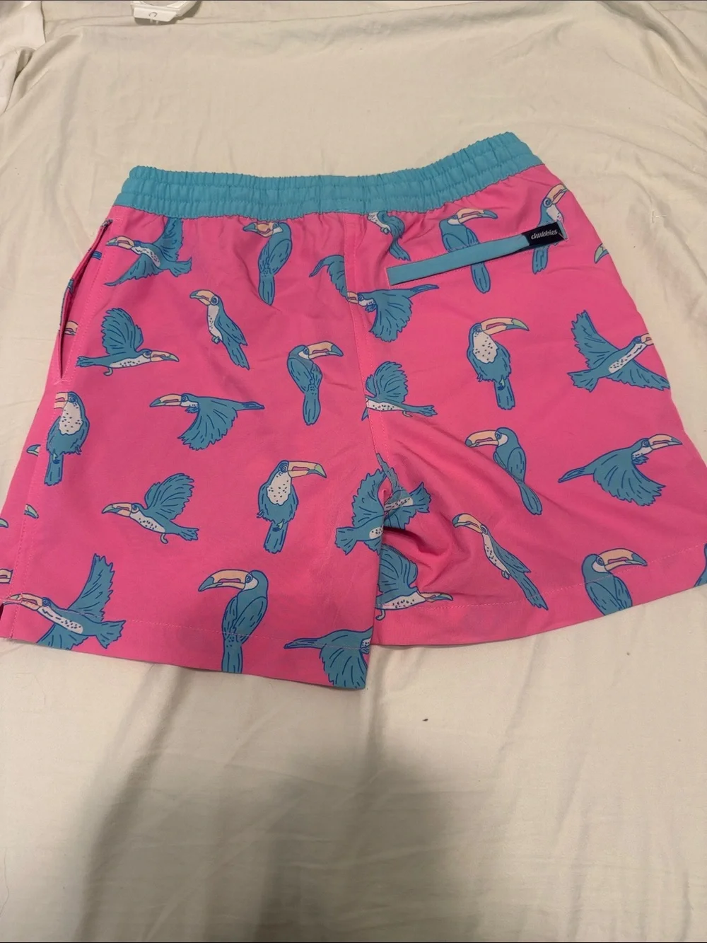 chubbies Pink Toucan Print Shorts with Blue Waistband Size Youth 8